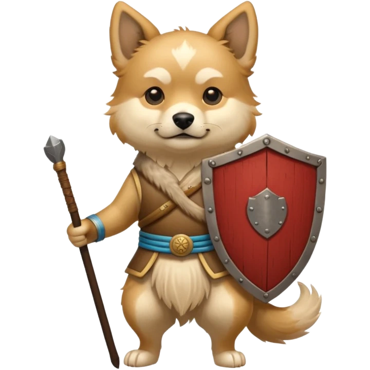 ancient chinese dog with only wooden shield emoji