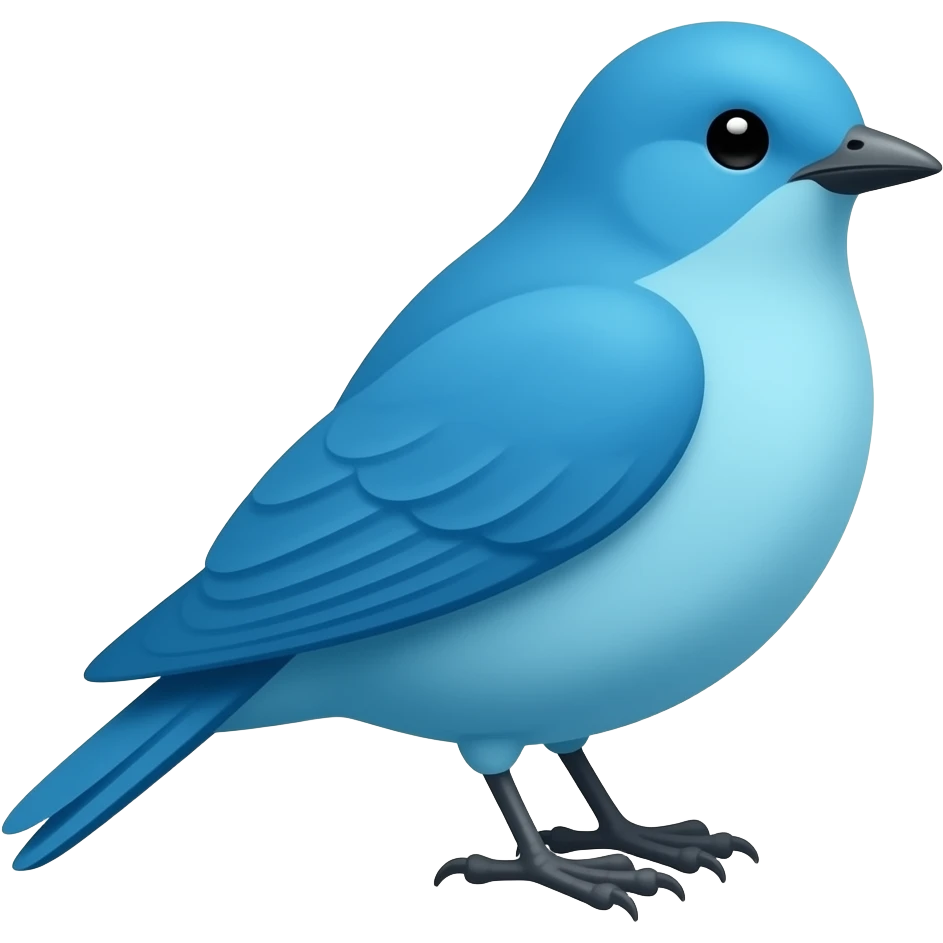 blu bird looking right only lines monochrome emoji