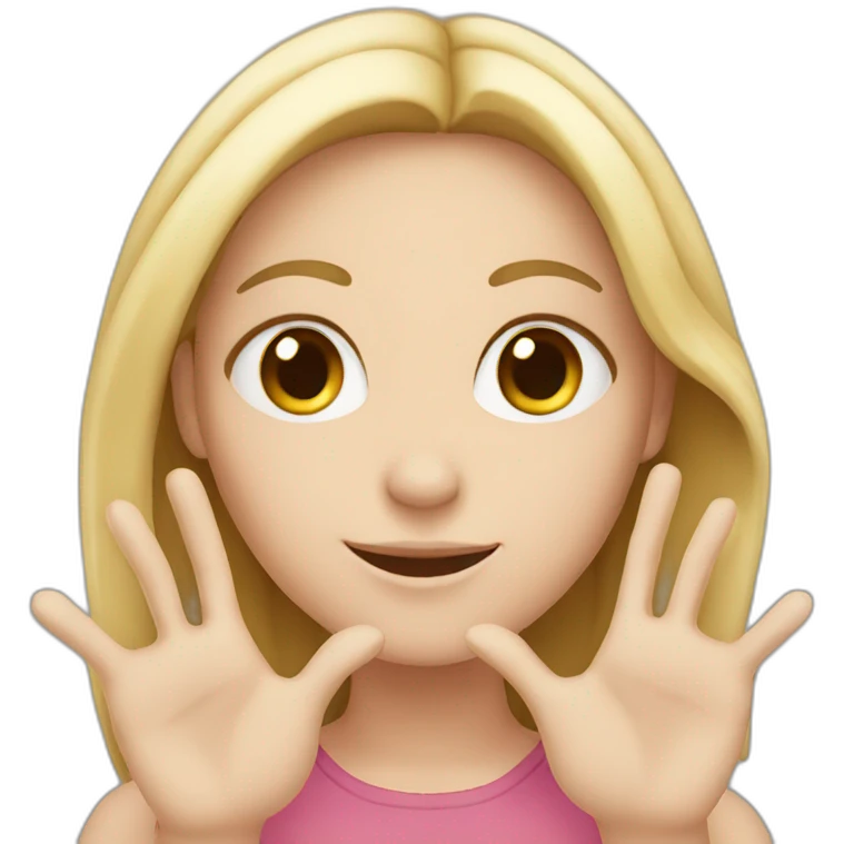White Girl with three fingers emoji