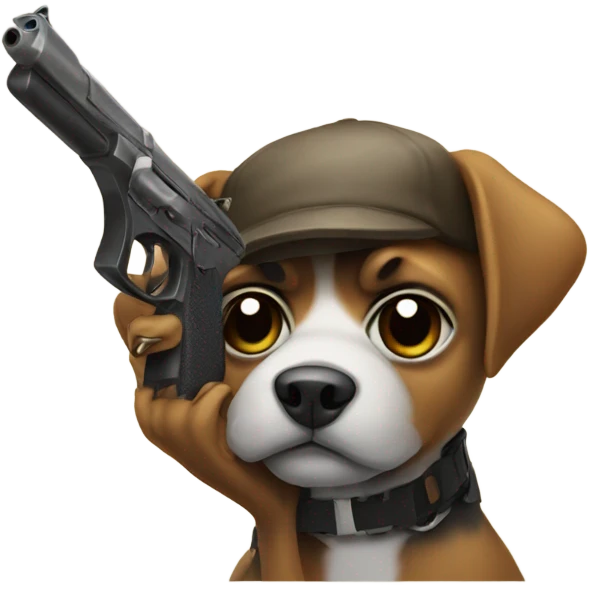 Dog With a gun and mask on emoji