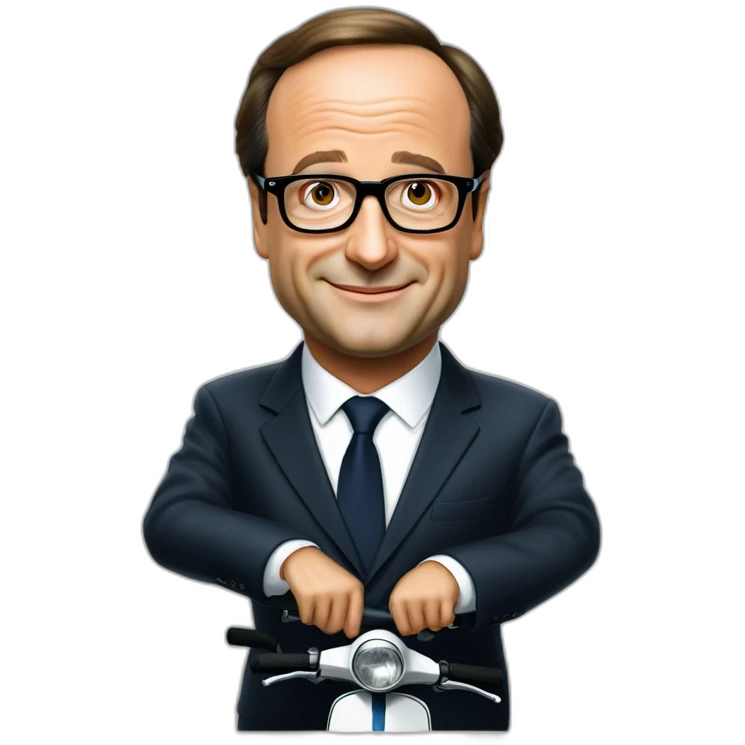François Hollande sous un scooter emoji