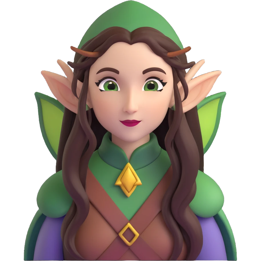 female elf with long hair and pointed ears emoji