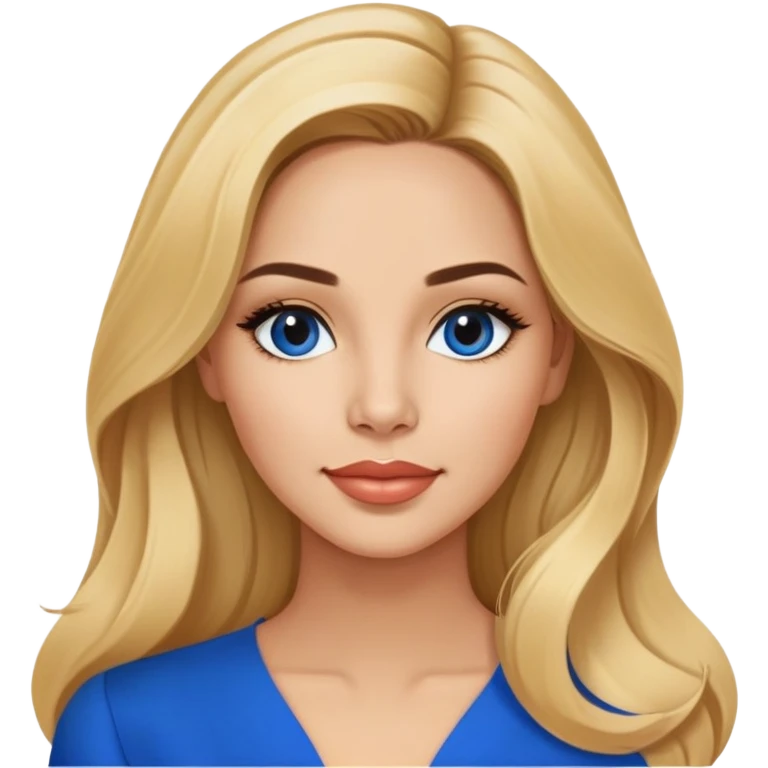 Linette Torres, Puerto Rican actress with fair complexion, beautiful facial features, bright expressive eyes, defined cheekbones, full lips with warm smile, long flowing blonde hair, wearing a stylish blue blouse emoji