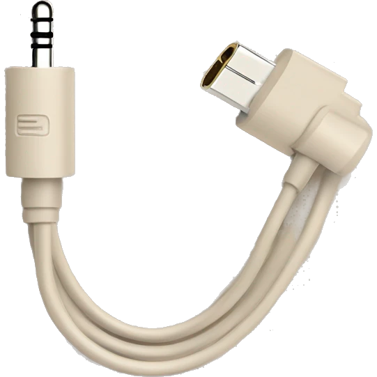 beige stereo adapter mini jack to big jack for headphones cable emoji