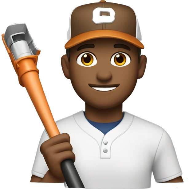 White man with brown hair and brown eyes, wearing a baseball hat and holding a leaf blower emoji