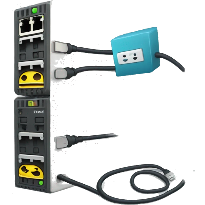 Network Switch connected to a router via ethernet cable emoji