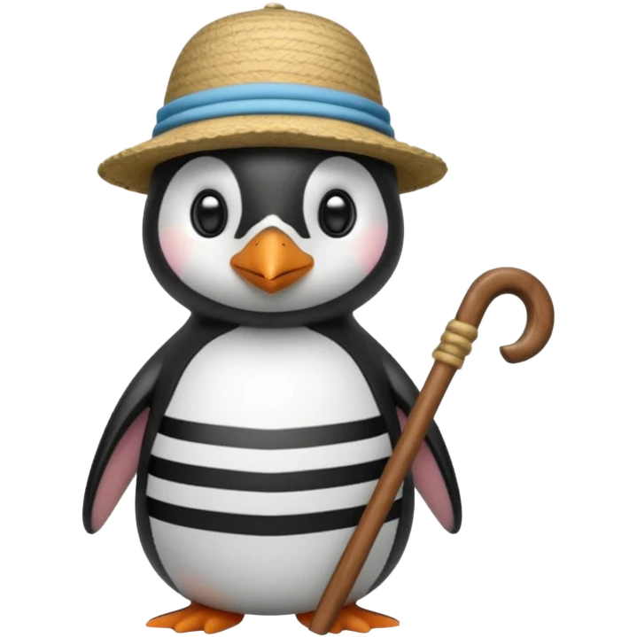 penguin wearing gondolier striped shirt and hat emoji