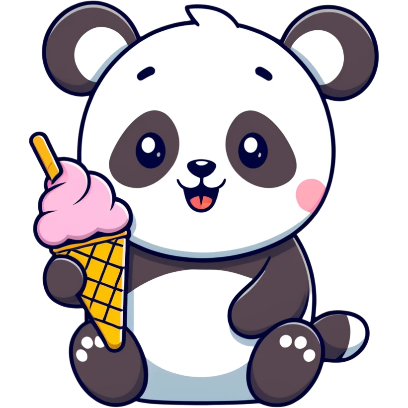 Panda eating ice cream emoji