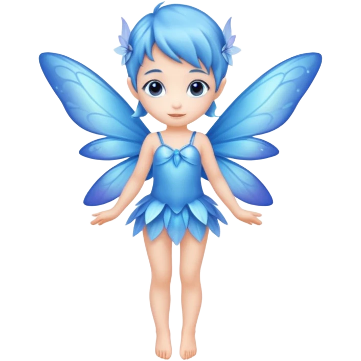 full body of little blue fairy emoji