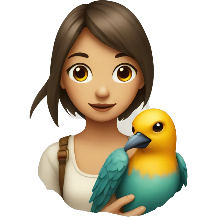 Girl and bird with letter in middle emoji