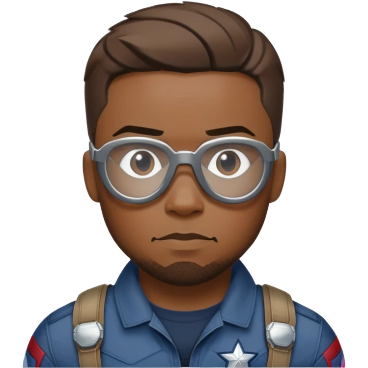 sam wilson with short hair, side-whiskers, and wear safety glasses from  from captain america: civil war emoji