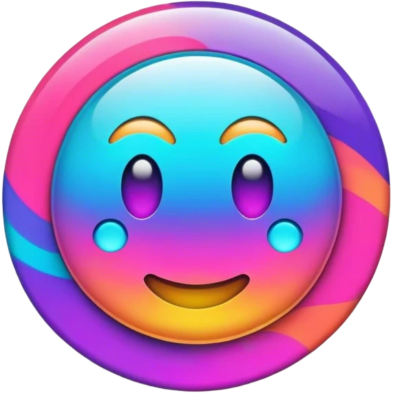 Psychedelic colored round beveled button emoji