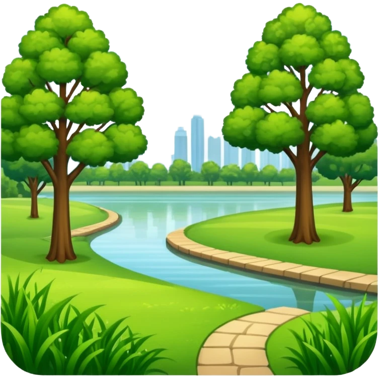a riverside park with trees and grass emoji