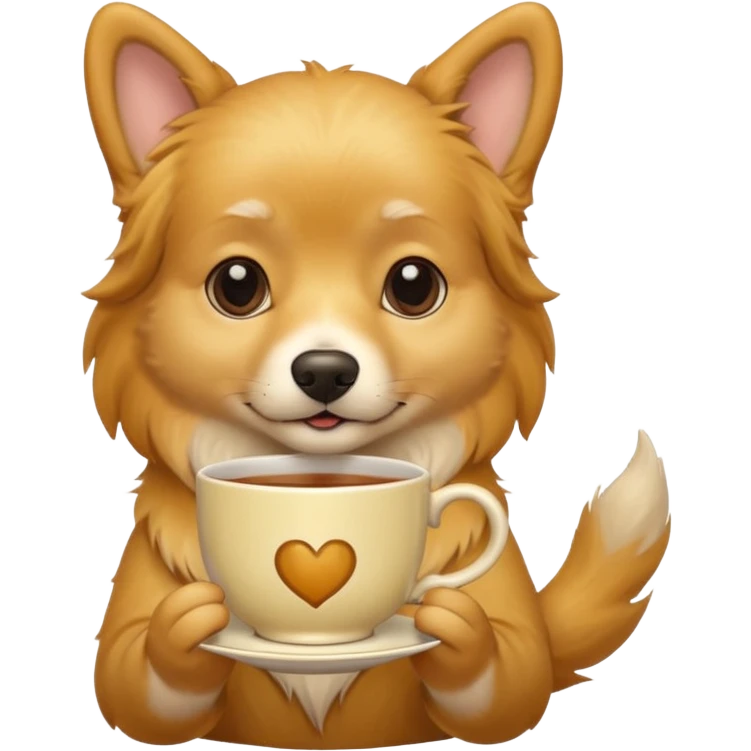 dog  holding ah tea cup emoji
