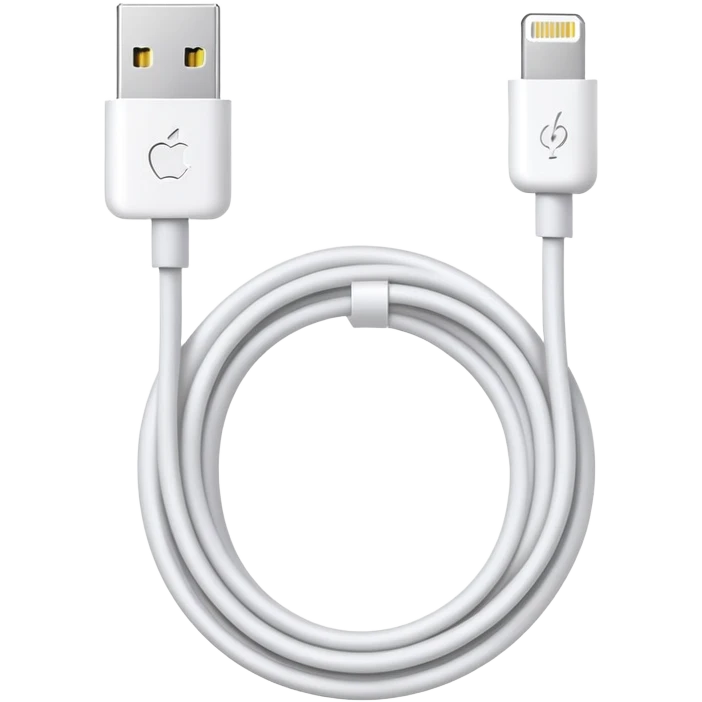 white Apple Lightning charging cable, coiled emoji