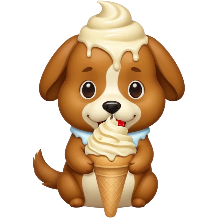 Dog eating ice cream emoji