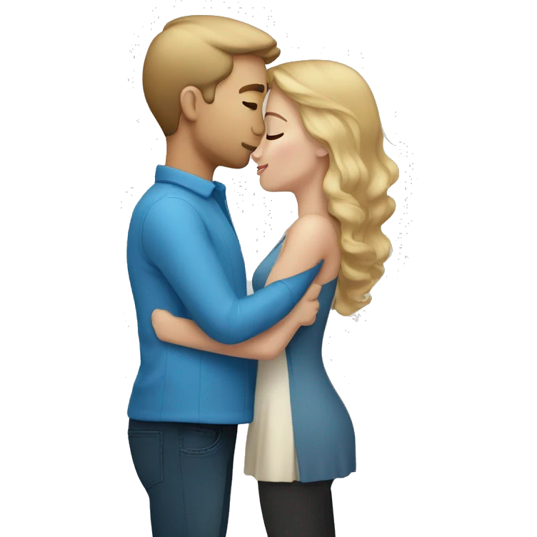 couple with light skin and dark blonde hair and blue eyes kissing emoji