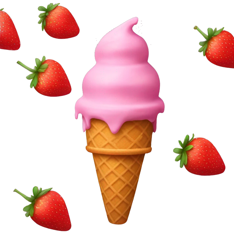 pink ice cream cone with strawberry  emoji