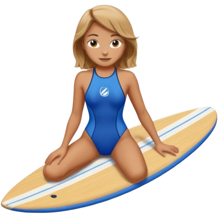 Surf girl on the board in a blue one-piece swimsuit emoji