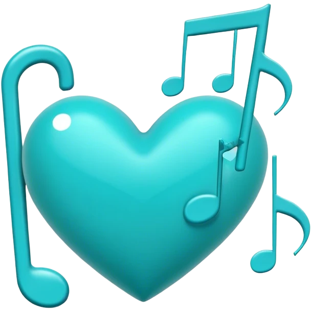 Turquoise heart and notes emoji