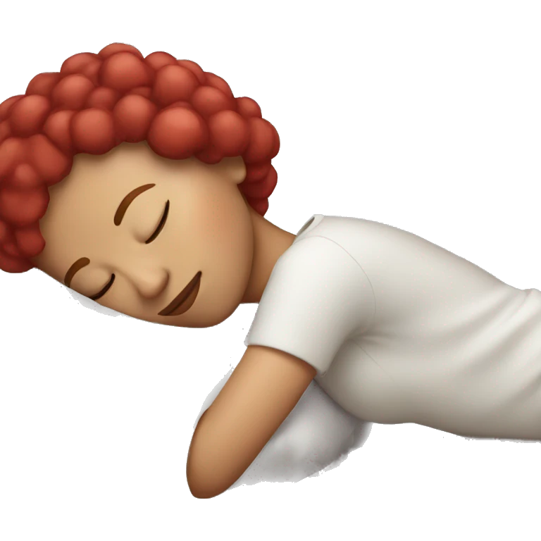 Woman with cherry hair sleeping emoji