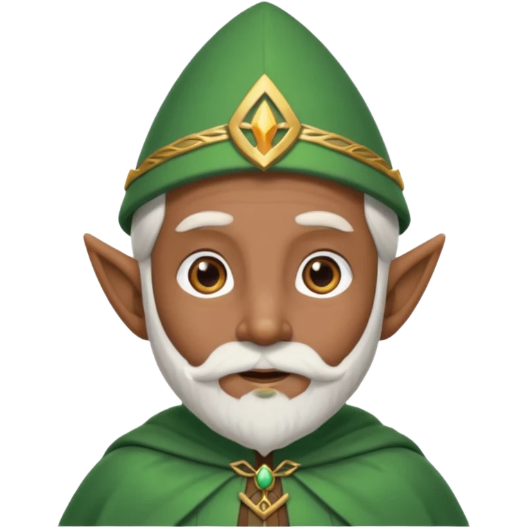 Wise elf with white beard, brown skin and cape emoji
