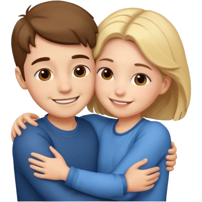 Boy and girl hugging each other in love emoji