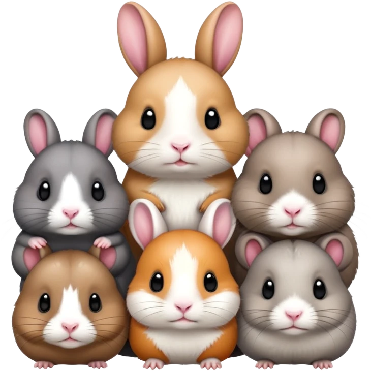 bunny, ferret, guinea pig, and chinchilla all together emoji