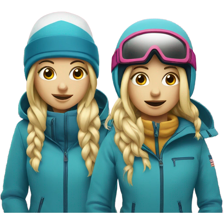 Two blonde snowboarder girls emoji