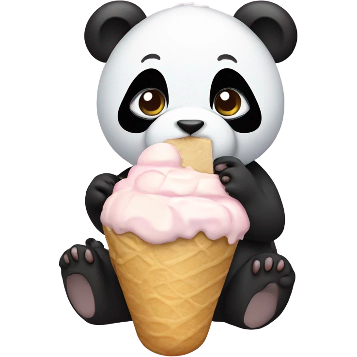 Chibi panda eating ice cream  emoji