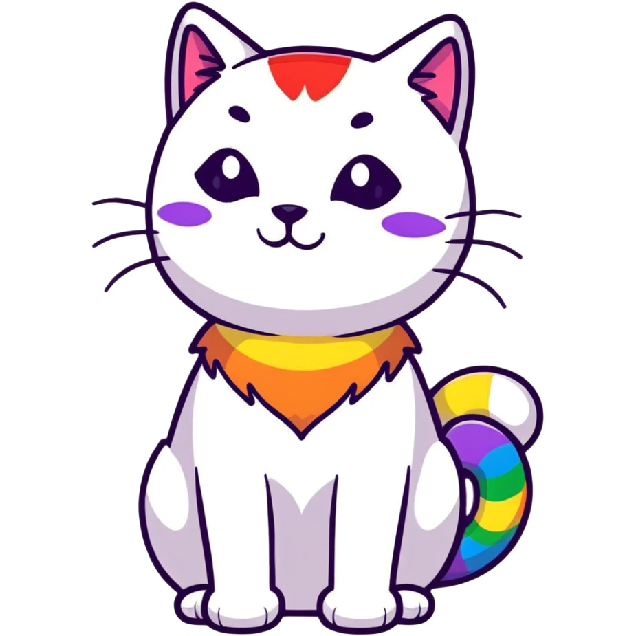 a cat with rainbow colors pride theme emoji