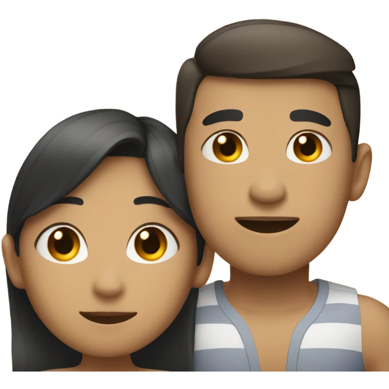 asian girl laying on the beach with american boyfriend emoji