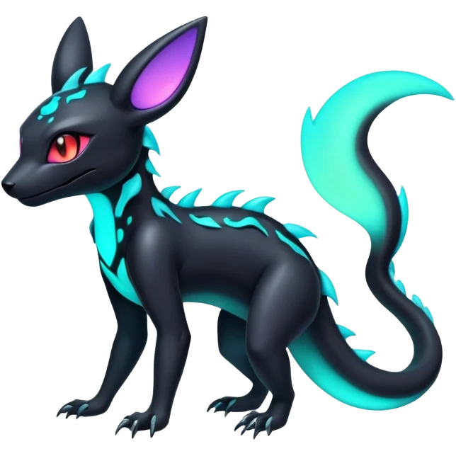 Dark Edgy Pastel Colorful Glowing Nano Neon Shiny Salandit-Umbreon-Fakémon-hybrid-creature (full body)  emoji