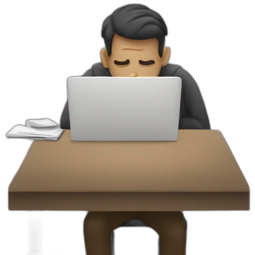 Homme triste devant un ordinateur  emoji
