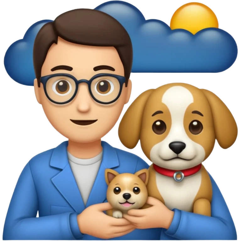 crea un emoji de buenas noches con texto : Javier un profesor y Tobi q sea un perro emoji