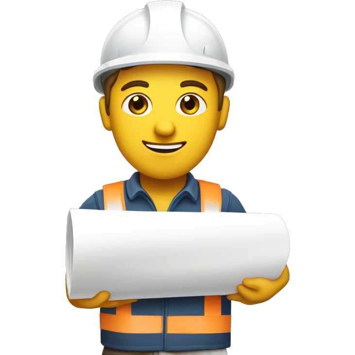 white construction worker holding rolled up plans emoji
