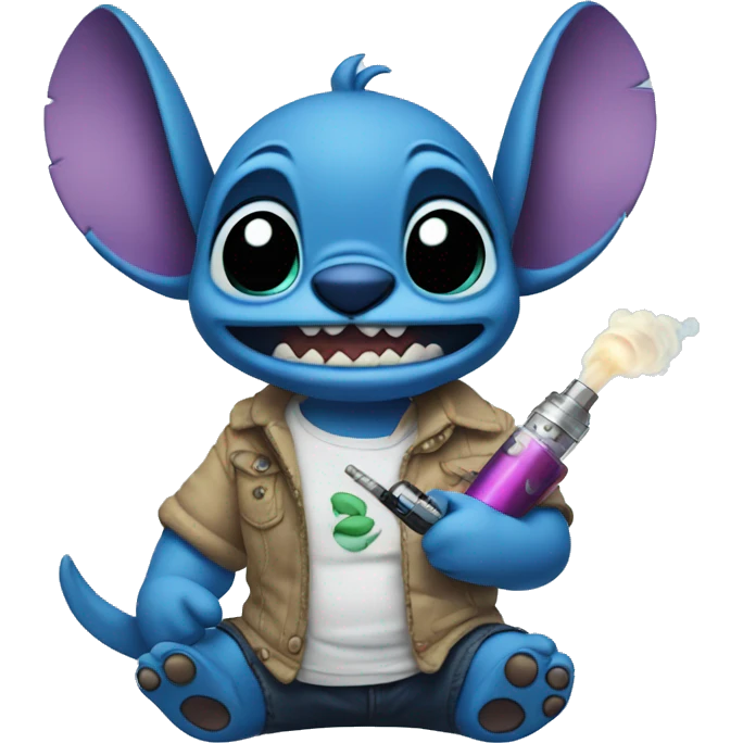 stitch holding a vape emoji