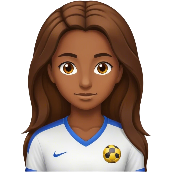 soccer lady brown long hair brown eyes emoji