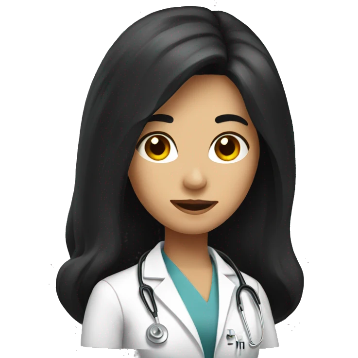lady doctor with long black hair emoji