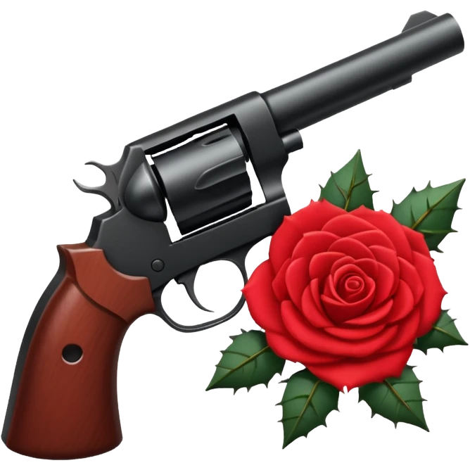 A minimalist side-profile pistol silhouette wrapped in elegant thorned roses. The roses should weave naturally around the frame and grip, with subtle thorns curling along the barrel. emoji
