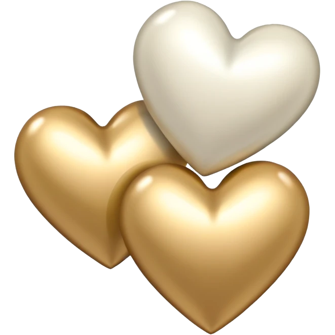 Two White heart  and beige gold heart emoji