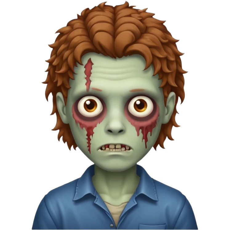 curly brown mullet haired zombie boy emoji