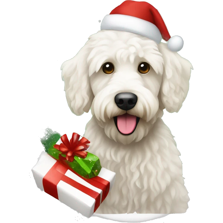 Witte Mini labradoodle kerst emoji