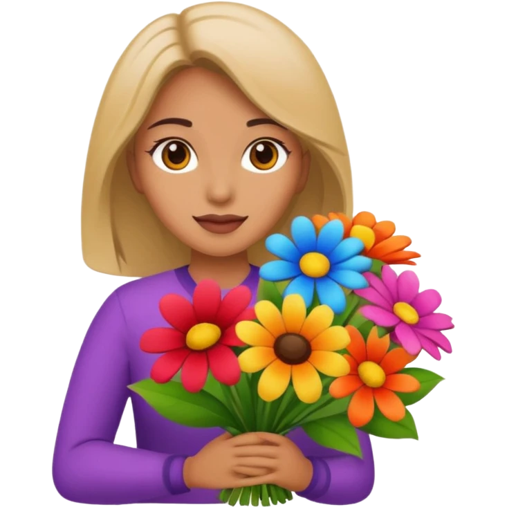 woman with big bouquet of flowers emoji