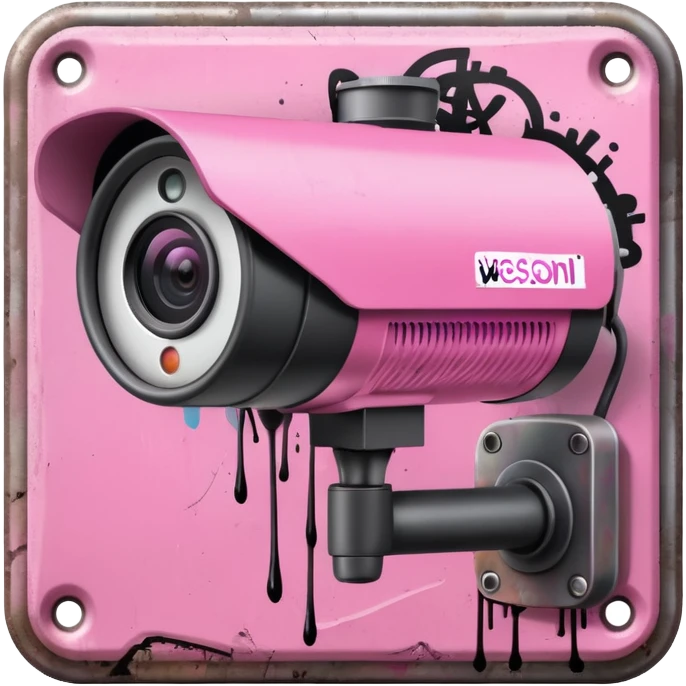 Security Camera pink with graffity emoji