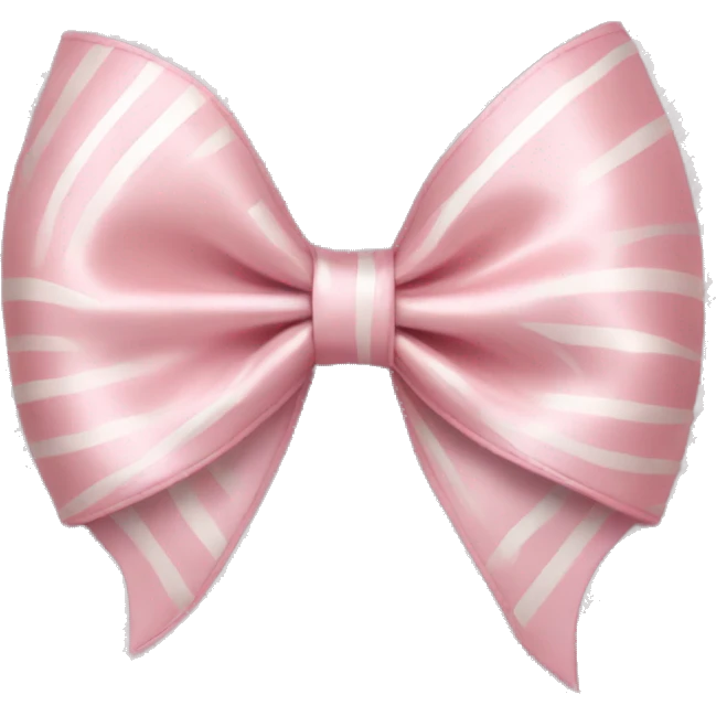 Light pink Satin bow with thin white stripes emoji
