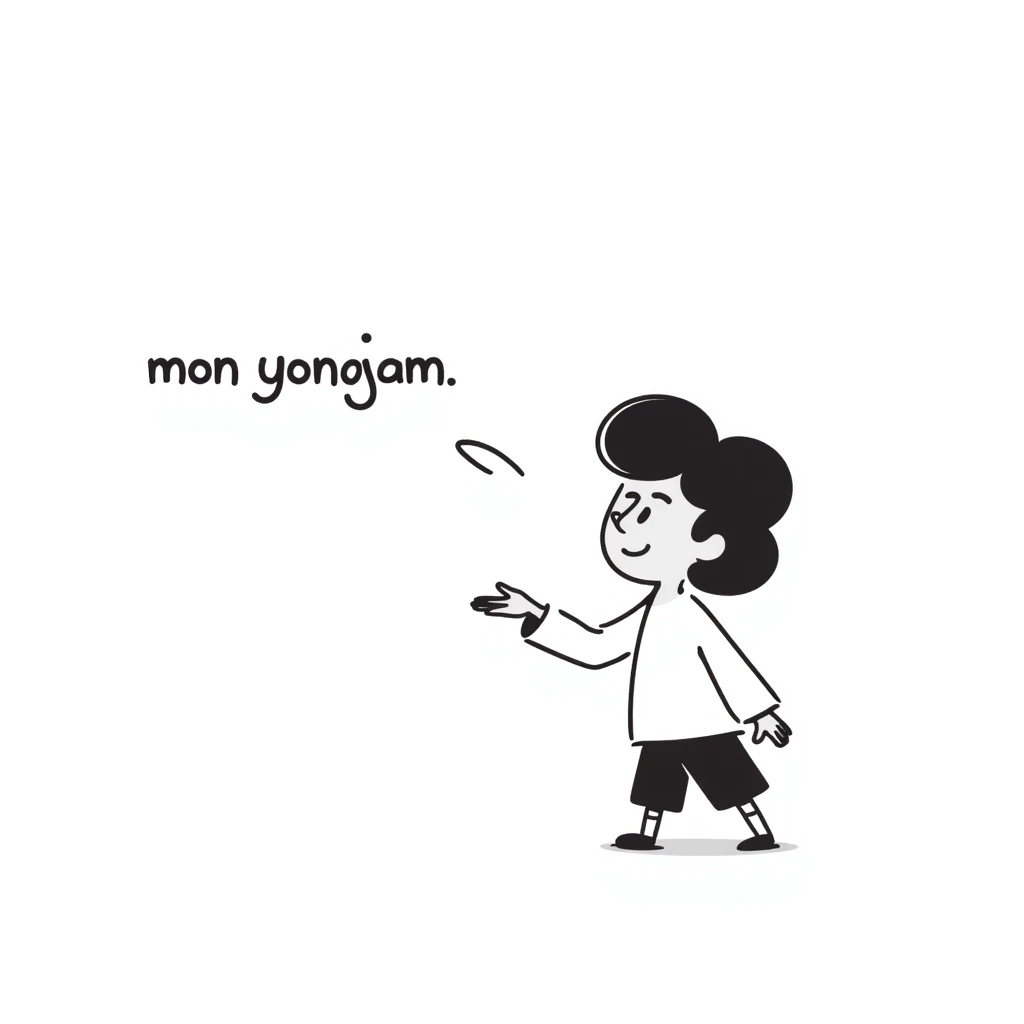 morning greeting with a flying kiss and the text 'mon yongam' emoji