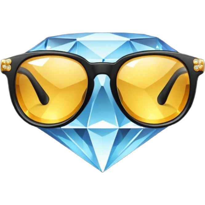 black glasses with diamond and golden in the back emoji