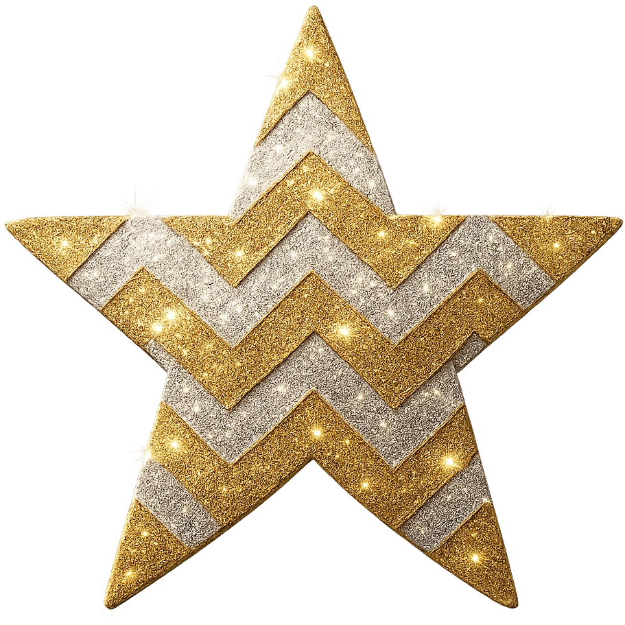 mini star with a chevron pattern, glamorous and stylish emoji