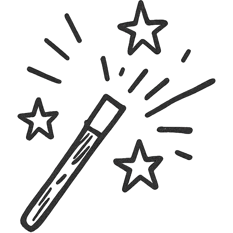 magic effect icon, hand-drawn style, playful lines emoji